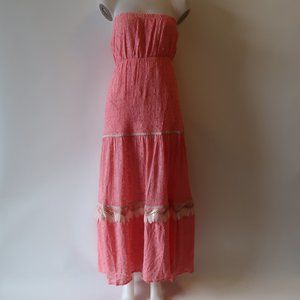NWT PHO FIRENZE CORAL LACE SLEEVELES MAXI DRESS M*